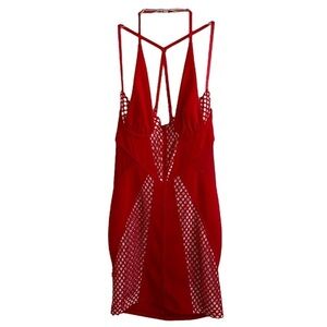 Red Bodycon Club Mini Dress by Meek Sz Large